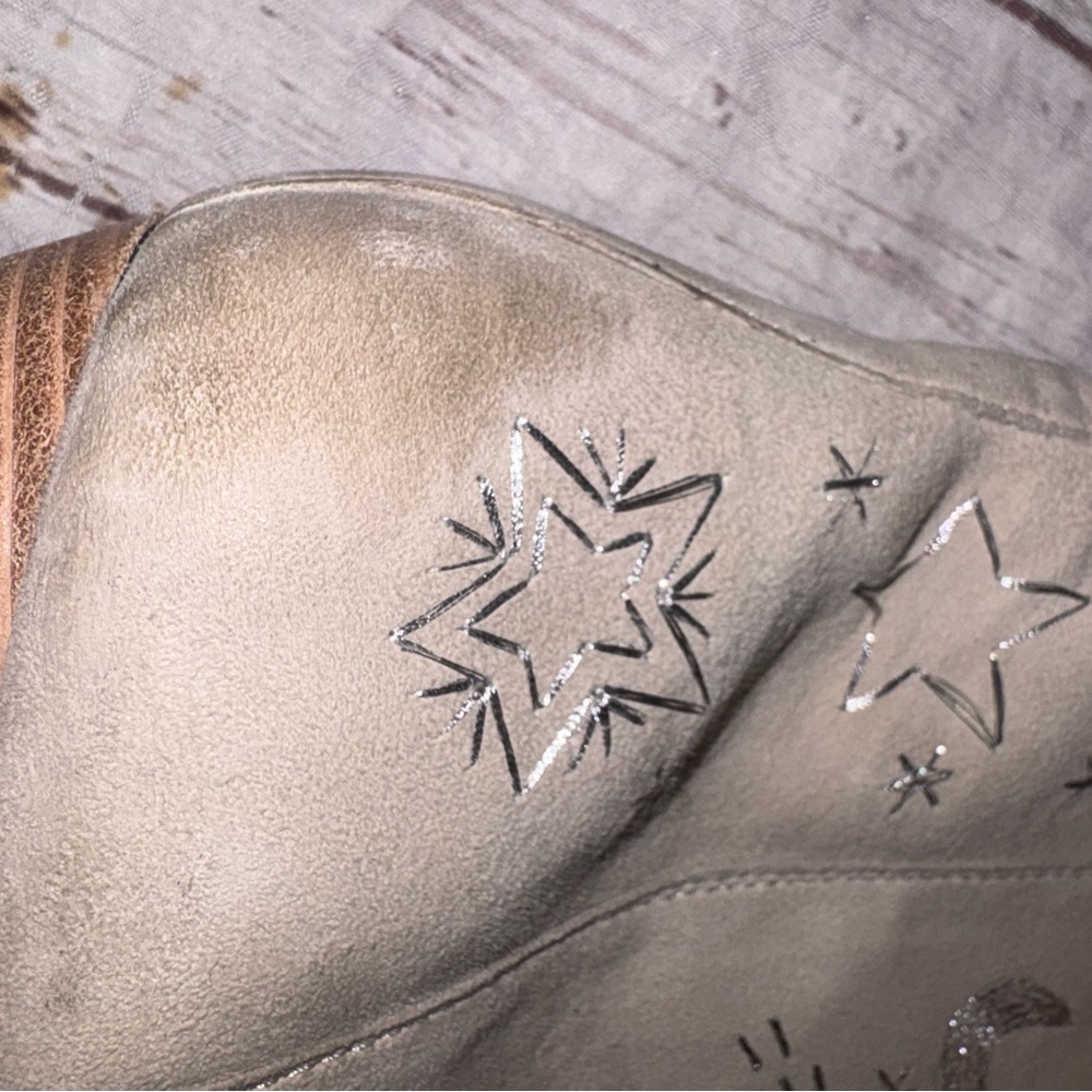 Free People silver star khaki colored bower booties 39(8.5) - Picture 7 of 8